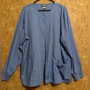 Cherokee Light Blue Snap-Front Scrub Jacket